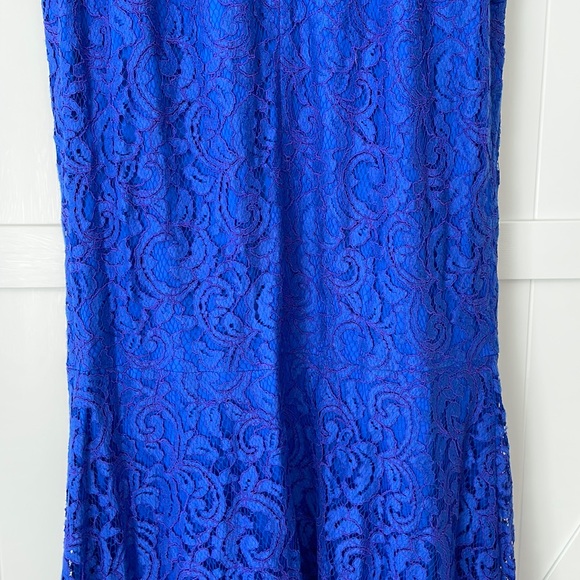Tadashi Shoji Full Length Women’s Blue Lace Vintage Dress - Size 12 - Picture 12 of 16